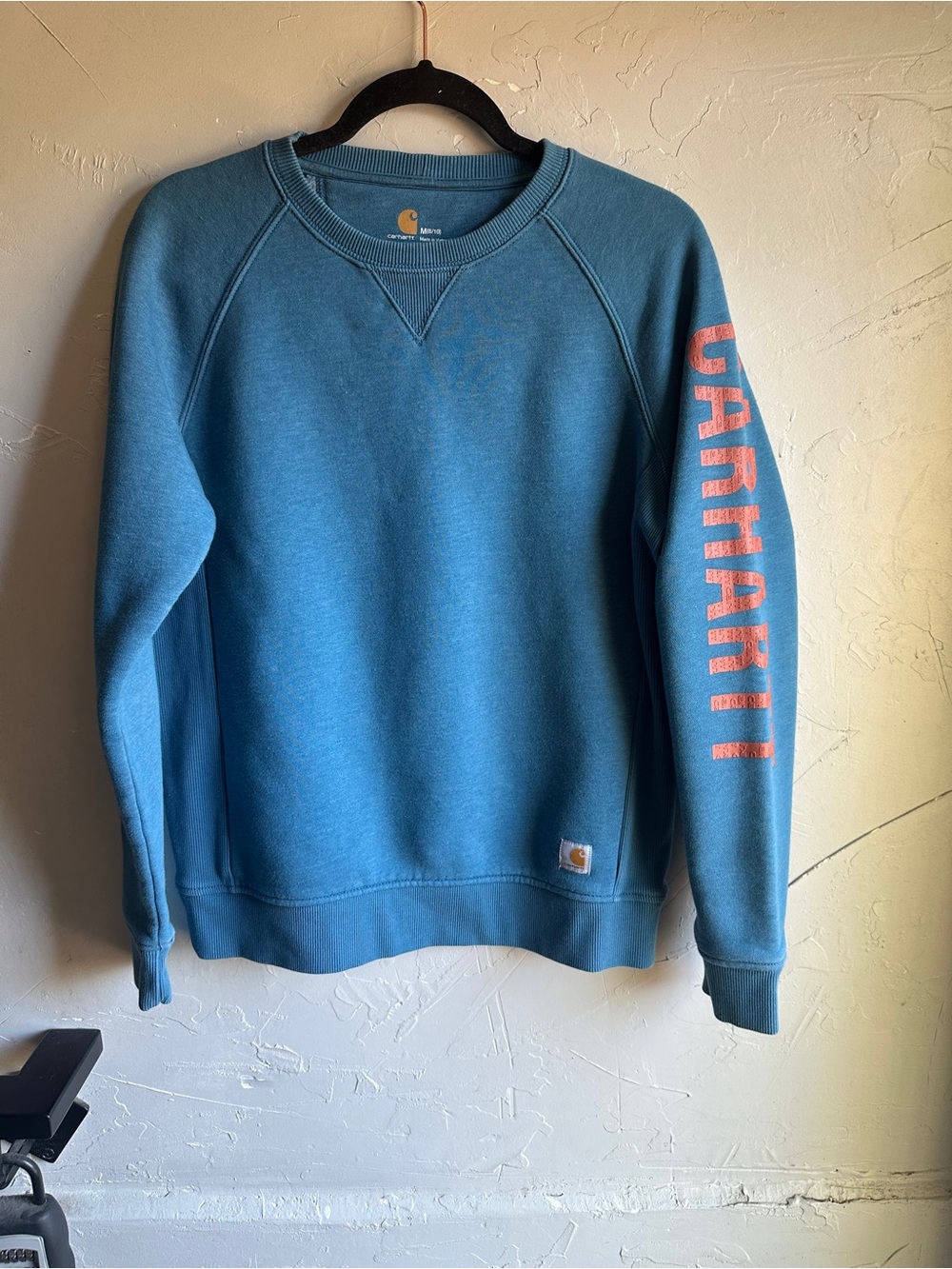 Carhartt Womens Sweatshirt Teal Sleeve Logo Workwear Streetwear Gorpcore M
